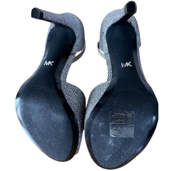 Michael Kors Womens Cambria Glitter Metallic Silver‎ Ankle Strap Sandals Sz 5.5M - Picture 4 of 7